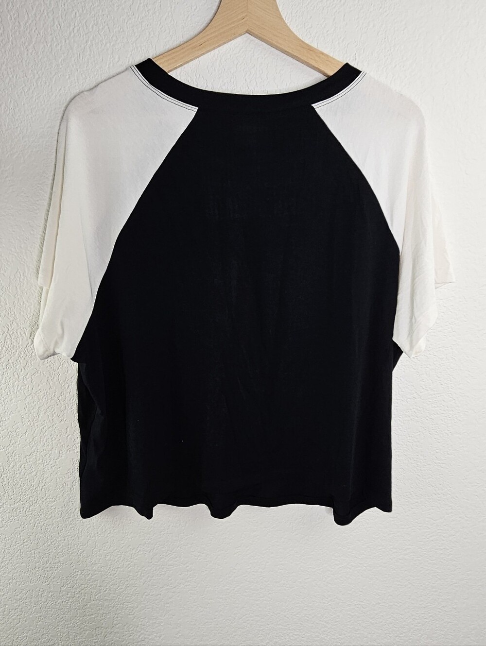 Torrid rainbow fitted retro vintage jersey black and white ringer tee 2 - Picture 3 of 5